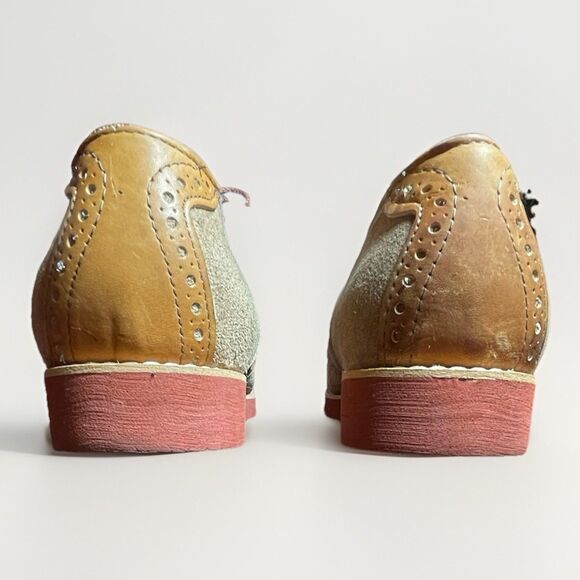 Quoddy Men’s 9 Tan Suede Saddle Shoes USA Made Handsewn Leather Sole Vintage - Picture 5 of 16